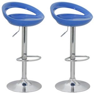 Barové stoličky designové, modrý ABS plast, set 2 ks