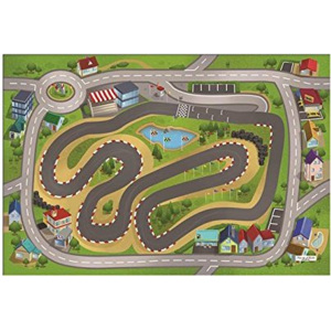 HOUSE OF KIDS Dětský hrací koberec Závodní okruh 3D 100x150 zelený