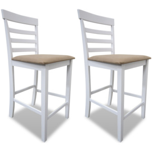 Barové židle dřevěné 2 ks, bílo-béžové