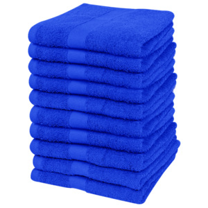 Sada ručníků pro hosty 10 ks bavlna 500 g/m² 30 x 50 cm modrá