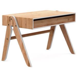 Dětský psací stůl z bambusu Moso s šedými detaily We Do Wood Geo's