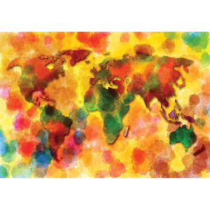 Obraz na plátně: Pestrobarevná mapa světa - 75x100 cm