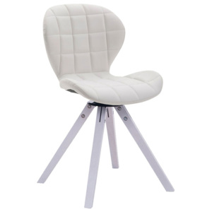 Otočná jednací židle Nestea, bílá podnož, kůže - bílá