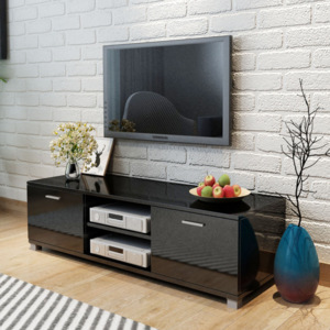TV stolek vysoce lesklý, černý 140x40,3x34,7 cm