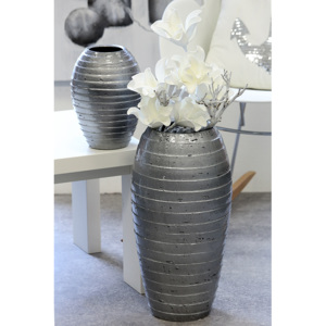 Váza keramická Salvador, 26 cm, stříbrná - stříbrná