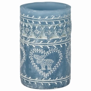 Svíčka Pillar dusty blue 12 cm
