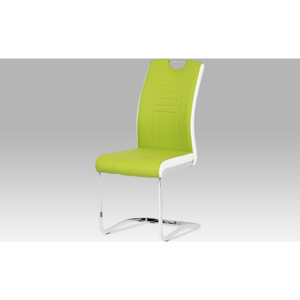 Artium Jídelní židle chrom | koženka s bílými boky Barva: zelená