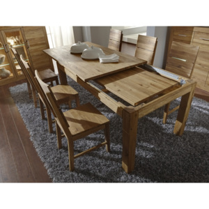Rozkládací dubový jídelní stůl z masivu JALE 160-220x90