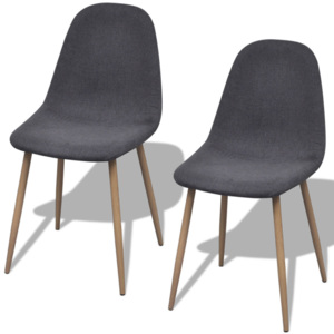 Jídelní židle 2 ks bez područek železné nohy textil tmavě šedé