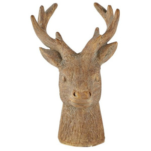 Hnědá dekorativní soška KJ Collection Reindeer Head, výška 12,5 cm