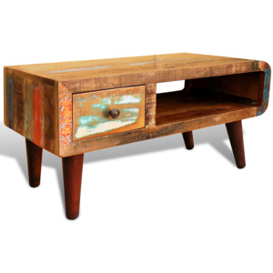 Konferenční stolek, recyklované dřevo, zaoblený okraj, starožitný styl