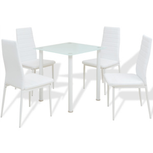 Pětidílný jídelní set stolu a židlí bílý
