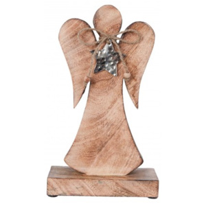Dřevěný anděl na podstavci - 18*5*29 cm Clayre & Eef