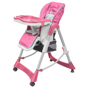 Dětská vysoká židle výškově nastavitelná Deluxe, růžová