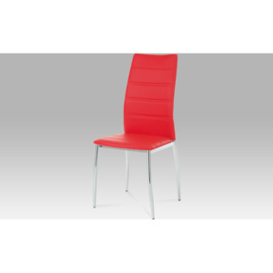 Artium Jídelní židle chrom a koženka 44x42x98x46cm Barva: červená