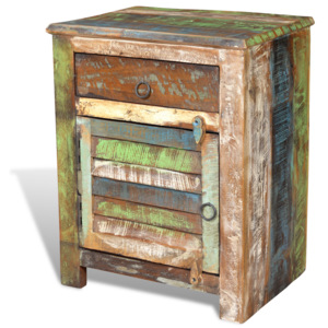 Skříňka / odkládací stolek z recyklovaného dřeva, vícebarevná