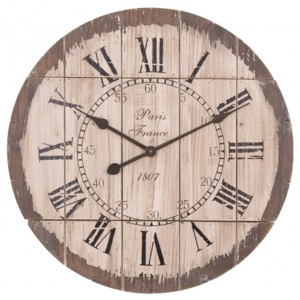 Dřevěné skládací hodiny s římskými číslicemi - Ø 60*5 cm Clayre & Eef