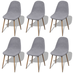 Jídelní židle 6 ks bez područek železné nohy textil světle šedé