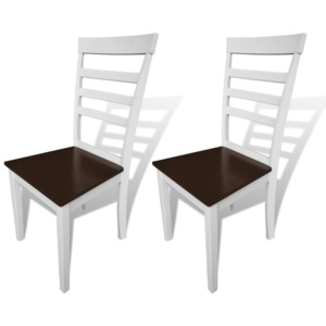 Jídelní židle z masivního dřeva hnědé a bílé, 2 ks