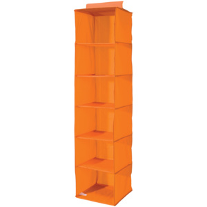Závěsný organizér na oblečení Compactor 30 x 30 x 128 cm – 6 polic, oranžový