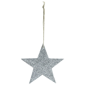 Třpytivá závěsná hvězdička Silver Glitter 8 cm