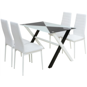 Pětidílný jídelní set: stůl a židle z umělé kůže