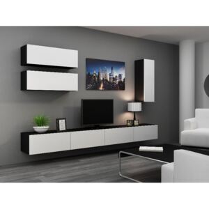 Obývací stěna VIGO 13, černo/bílá (Moderní systém obývací stěny)