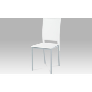 Jídelní židle koženka bílá / šedý lak