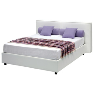 Bílá dvoulůžková postel s úložným prostorem a potahem z koženky 13Casa Melita, 160 x 190 cm