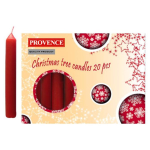 Provence svíčka vánoční červená, 10 x 1,3 cm, set 20 ks