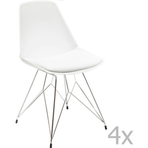 Sada 4 bílých židlí Kare Design Wire White