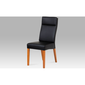 Jídelní židle, koženka černá / třešeň
