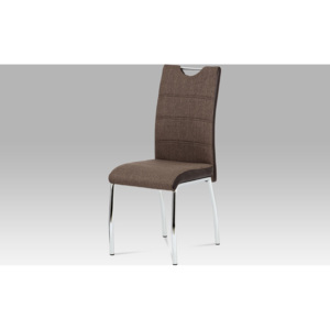 Artium Jídelní židle | látka a koženka | chrom | 42x43x99x47cm Barva: hnědá