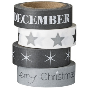 Vánoční papírová páska Black, Grey & White December