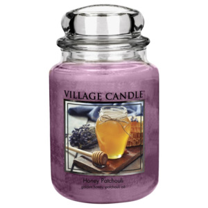 Village Candle Vonná svíčka ve skle, Med a pačuli - Honey Patchouli, 26oz