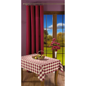 Teflon kostkovaná látka, bordo+krém/šíře 150cm/metráž