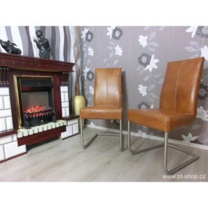 (679) LENNE - Moderní kožená židle (hnědá)