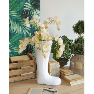 Bílá keramická váza ve tvaru holínky Orchidea Milano Luxury