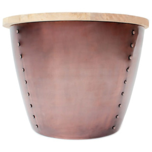Příruční stolek v měděné barvě s deskou z mangového dřeva LABEL51 Indi, Ø 60 cm
