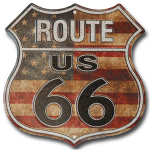 Cedule Route 66 shield US Flag
