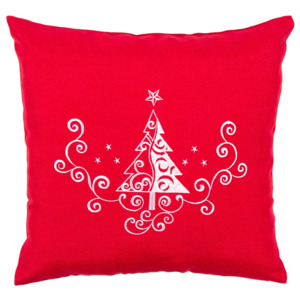 BO-MA Trading Povlak na polštářek Vánoční stromek Ornament červená, 40 x 40 cm
