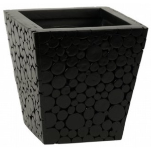 Obal s povrchem z dřevěných špalíčků, černá , 23 x 23 x 23 cm