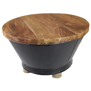 Odkládací stolek s deskou z teakového dřeva HSM collection Bucket, ⌀ 70 cm