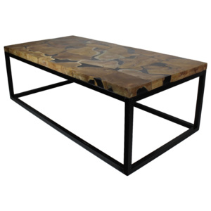 Konferenční stolek s deskou z teakového dřeva HSM collection Resin