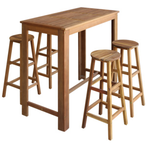 Pětidílný set barového stolu a stoliček z masivního akáciového dřeva