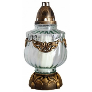 Skleněná lampa s plastickým dekorem Secese, zlatá
