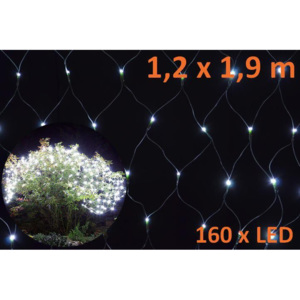 Vánoční osvětlení - LED světelná síť 1,2 x 1,9 m - studená bílá, 160 diod - OEM D05964