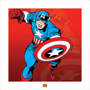 Obraz, Reprodukce - Captain America - Marvel Comics, (40 x 40 cm)