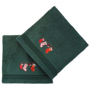 Sada 2 zelených vánočních ručníků Stockings, 70 x 140 cm