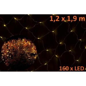 Vánoční LED světelná síť 1,2 x 1,9 m - teplá bílá, 160 diod - OEM D00556